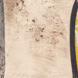 Pre Owned Gucci Yellow GG Fabric Princetown Flat Mules Size 39.5