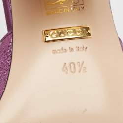 Gucci Metallic Purple Leather Slide Sandals Size 40.5
