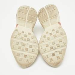 Gucci Cream Leather Rhyton Lace Up Sneakers Size 40.5