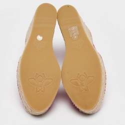 Gucci Pink Knit Fabric GG Marmont Wedge Sandals Size 40