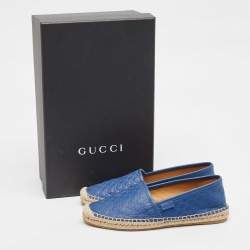 Gucci Blue GG Leather Espadrille Flats Size 35