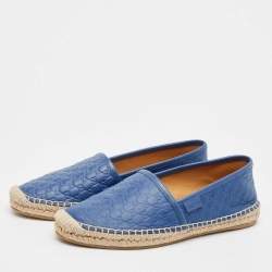 Gucci Blue GG Leather Espadrille Flats Size 35