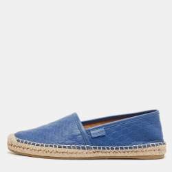 Gucci Blue GG Leather Espadrille Flats Size 35