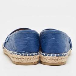 Gucci Blue GG Leather Espadrille Flats Size 35