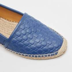 Gucci Blue GG Leather Espadrille Flats Size 35