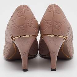 Gucci Beige GG Leather Round Toe Pumps Size 37.5