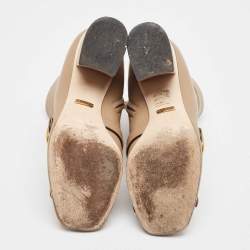 Pre Owned Gucci Brown Leather GG Marmont Fringe Ankle Boots Size 37.5