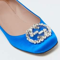 Gucci Blue Satin Interlocking G Ballet Flats Size 36