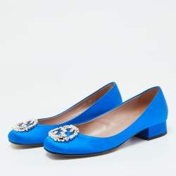 Gucci Blue Satin Interlocking G Ballet Flats Size 36