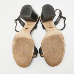 Gucci Black Leather GG Marmont Ankle Strap Sandals Size 39.5
