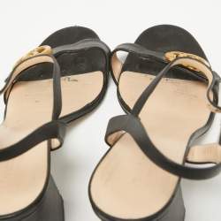 Gucci Black Leather GG Marmont Ankle Strap Sandals Size 39.5
