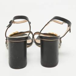 Gucci Black Leather GG Marmont Ankle Strap Sandals Size 39.5
