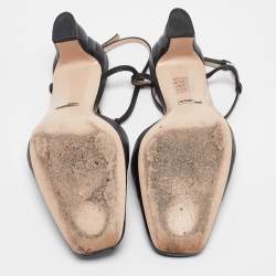 Pre Owned Gucci Black Leather GG Marmont Pumps Size 37.5