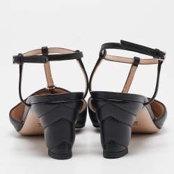 Pre Owned Gucci Black Leather GG Marmont Pumps Size 37.5