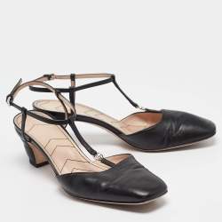 Pre Owned Gucci Black Leather GG Marmont Pumps Size 37.5