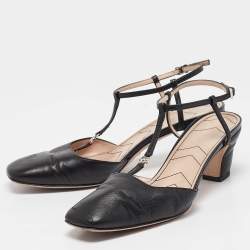 Pre Owned Gucci Black Leather GG Marmont Pumps Size 37.5