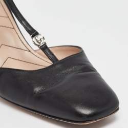 Pre Owned Gucci Black Leather GG Marmont Pumps Size 37.5