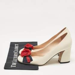 مملوكة مسبقًا Gucci Cream Leather Block Heel Pumps Size 40