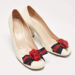 مملوكة مسبقًا Gucci Cream Leather Block Heel Pumps Size 40