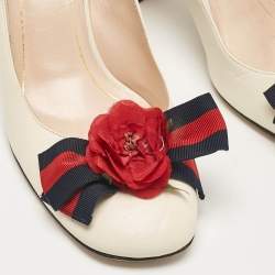 مملوكة مسبقًا Gucci Cream Leather Block Heel Pumps Size 40