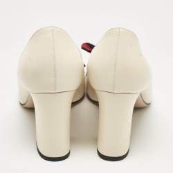 مملوكة مسبقًا Gucci Cream Leather Block Heel Pumps Size 40