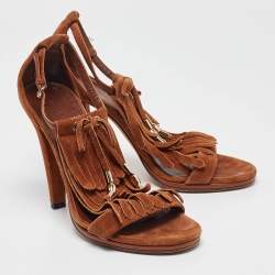 Gucci Brown Suede Ankle Strap Sandals Size 36