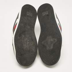 مملوكة مسبقًا Gucci Black/White Perforated Leather Screener Sneakers Size 38.5