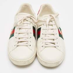 Gucci White Leather Ace Lace Up Sneakers Size 39.5