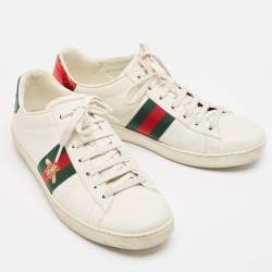 Gucci White Leather Ace Lace Up Sneakers Size 39.5