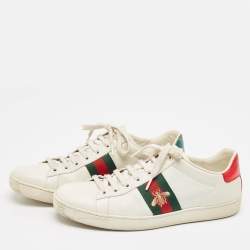 Gucci White Leather Ace Lace Up Sneakers Size 39.5