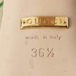 Pre Owned Gucci Multicolor Shanghai Blooms Print Leather Slide Sandals Size 36.5