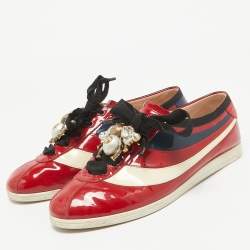 مملوكة مسبقًا Gucci Multicolor Patent Leather Falacer Lace Up Sneakers Size 39.5