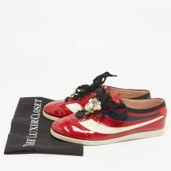 مملوكة مسبقًا Gucci Multicolor Patent Leather Falacer Lace Up Sneakers Size 39.5