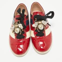مملوكة مسبقًا Gucci Multicolor Patent Leather Falacer Lace Up Sneakers Size 39.5