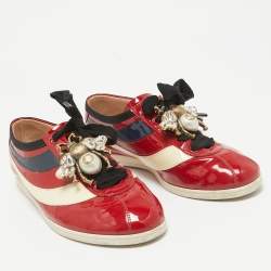 مملوكة مسبقًا Gucci Multicolor Patent Leather Falacer Lace Up Sneakers Size 39.5