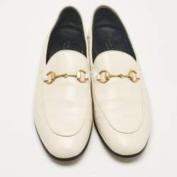 Gucci Off White Leather Jordaan Loafers Size 39