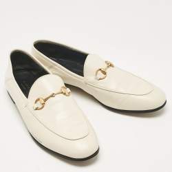 Gucci Off White Leather Jordaan Loafers Size 39