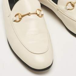 Gucci Off White Leather Jordaan Loafers Size 39