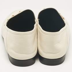Gucci Off White Leather Jordaan Loafers Size 39