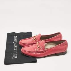 Gucci Pink Patent Leather Horsebit Loafers Size 36 