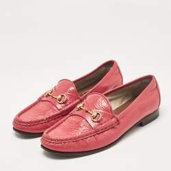 Gucci Pink Patent Leather Horsebit Loafers Size 36 