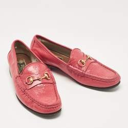 Gucci Pink Patent Leather Horsebit Loafers Size 36 