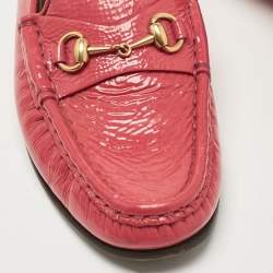 Gucci Pink Patent Leather Horsebit Loafers Size 36 