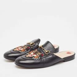 Gucci Black Leather Princetown Mules Size 40