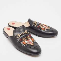 Gucci Black Leather Princetown Mules Size 40