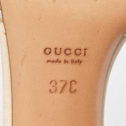 مملوكة مسبقًا Gucci Metallic Satin and Leather Satin Slide Sandals Size 37