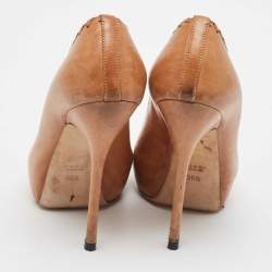 Gucci Brown Leather Peep Toe Pumps Size 35.5