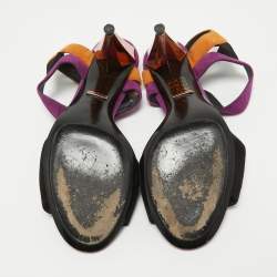 Gucci Multicolor Suede Liberty Ankle Strap Sandals Size 37