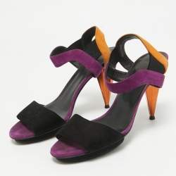 Gucci Multicolor Suede Liberty Ankle Strap Sandals Size 37