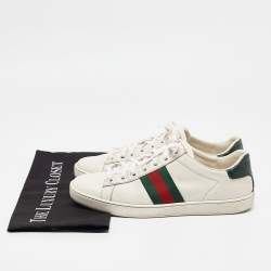 Gucci White Leather Ace Lace Up Sneakers Size 37.5